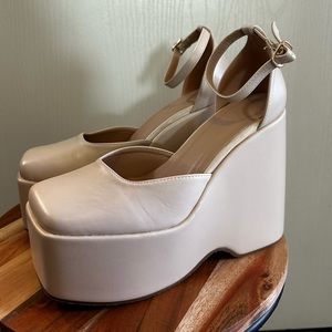 Nude Platform Wedges Heels